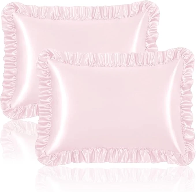Convenient Homiest Ruffle Satin Pillowcase Natural