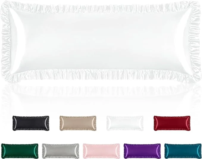 Premium Material Homiest Ruffle Satin Body Pillow Cover Silky Satin Body Pillowcase Reliable