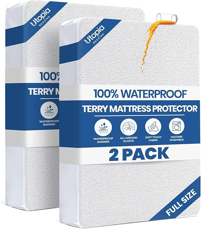 Fashionable Full Size Mattress Protector Waterproof 2 Pack Premium 200 GSM Terry Mattress Consistent