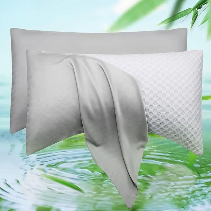 Advanced Cooling Curved Pillow Cases Queen Size Set of 2 Premium