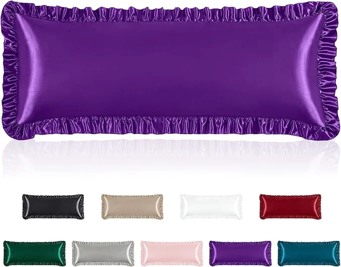 Minimalist Homiest Ruffle Satin Body Pillow Cover Silky Satin Body Pillowcase Excellent