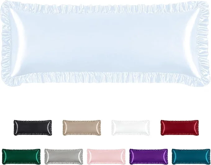 Pure Homiest Ruffle Satin Body Pillow Cover Silky Satin Body Pillowcase Excellent