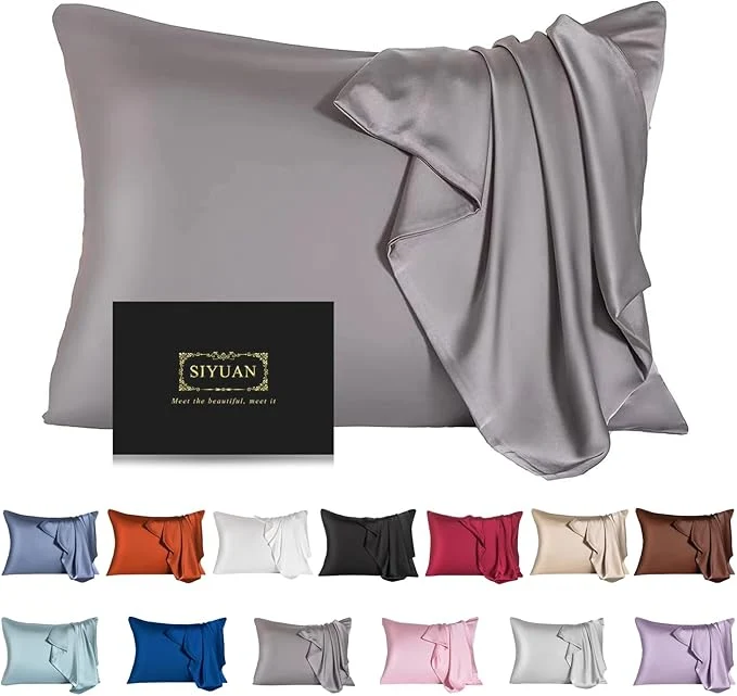Green Mulberry Silk Pillowcase for Hair and Skin Standard Size Cooling Silk Pillow Premium Material