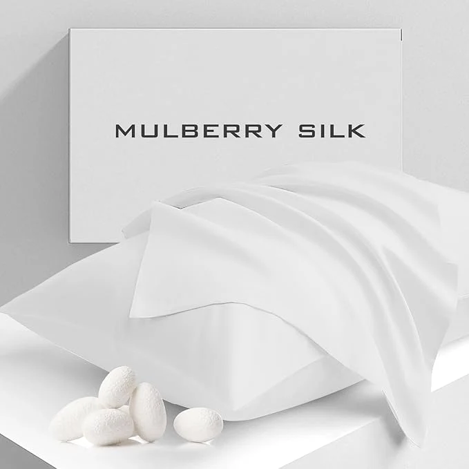 High-End Cobnom Mulberry Silk Pillowcase Set 600 Thread Count Breathable Efficient