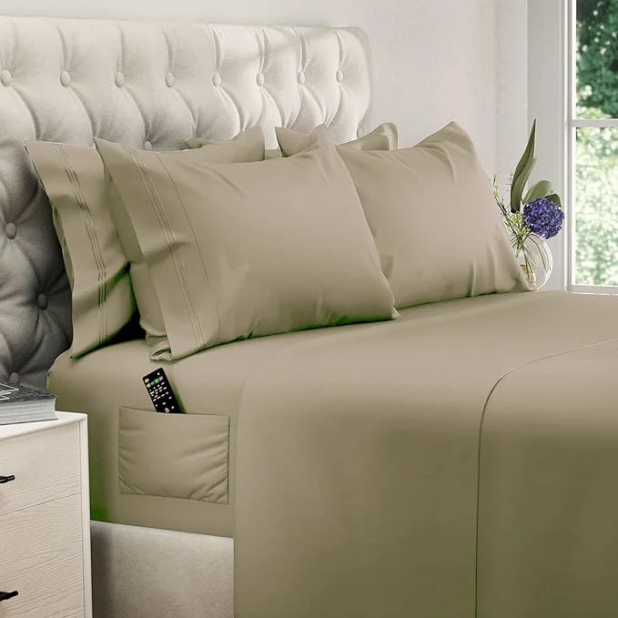 Genuine DREAMCARE King Size Sheets Set -6 pcs Breathable Cooling Bed Sheets -up to 21 Flexible