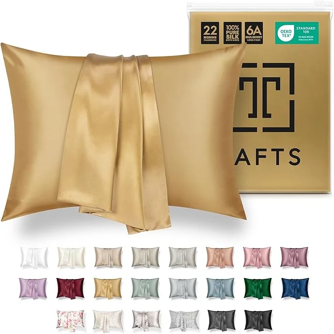 Crafted Tafts Silk Pillow Cases - 22mm Pure Mulberry 6A Silk Pillowcase Exceptional