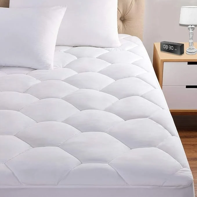 Natural Full Mattress Pad 8-21 Deep Pocket Protector Ultra Soft Quilted Fitted Topper Fast