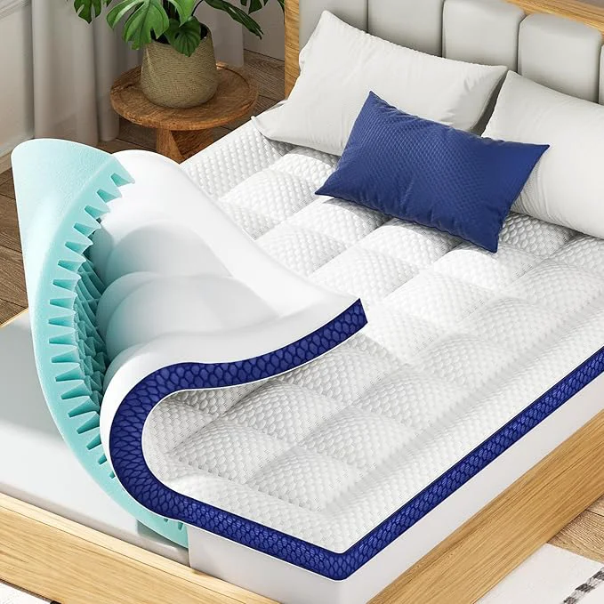 User-Friendly BEDELITE King Mattress Topper Dual Layer 4 Inch Memory Foam Mattress Topper Elegant