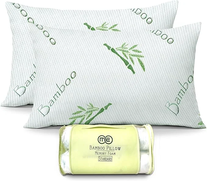 Consistent OMEO 2 Pack Standard Size Rayon Derived from Bamboo Pillow Minimalist