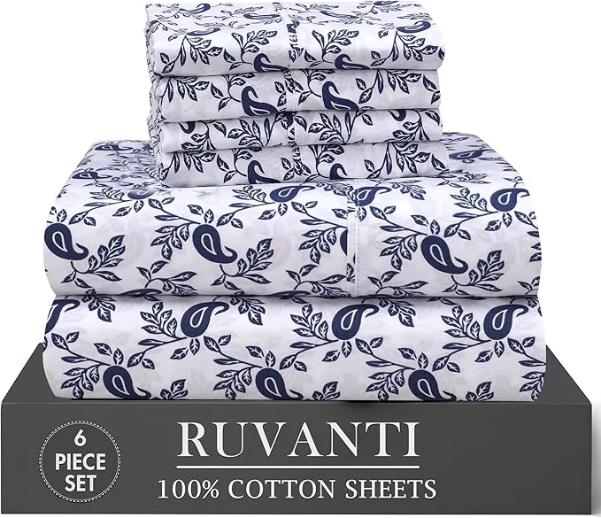 Fashionable RUVANTI 6 Pcs Cotton Sheets Detailed