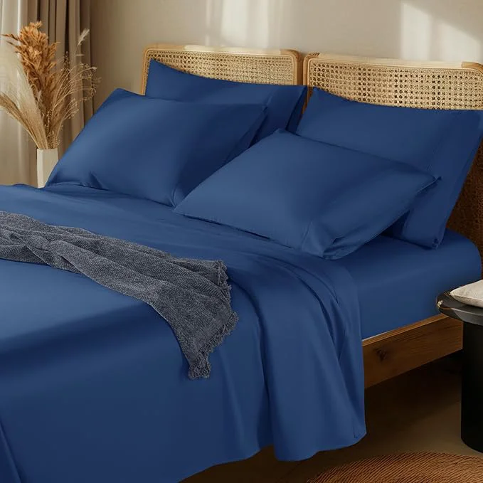 Casual LBRO2M 1000 Thread Count Egyptian Cotton Sheets Set 6 Piece Sets Queen Bed Efficient