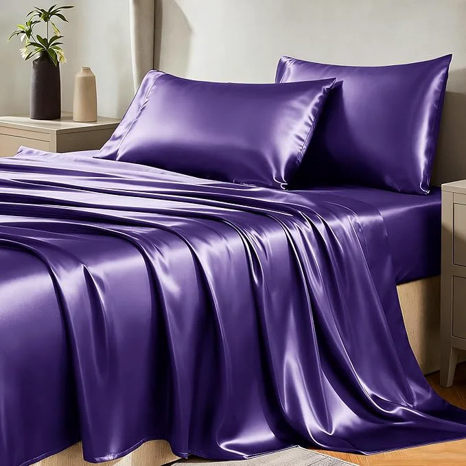 Breathable CozyLux Satin Sheets King Size Sheet Set Functional