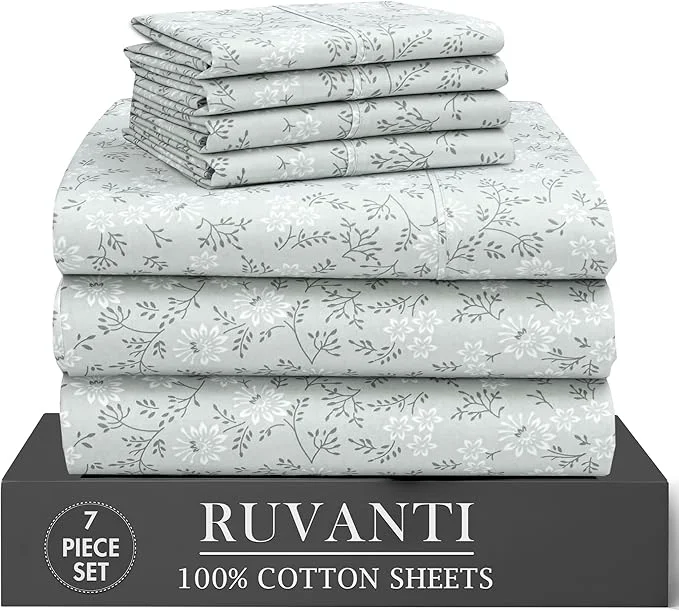 Elegant RUVANTI 7 Pcs Cotton Sheets Green