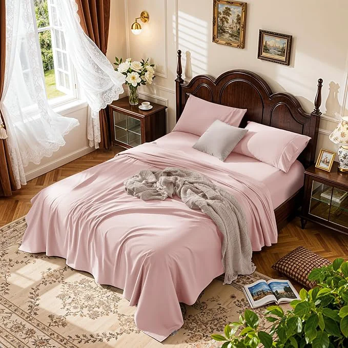 Enhanced LBRO2M 1000 Thread Count Egyptian Cotton Sheets Set King Size 4 Piece Reliable