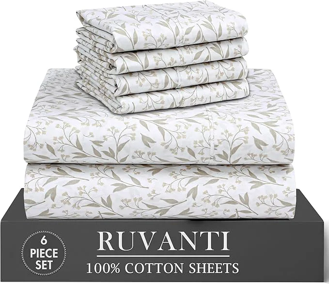 Durable RUVANTI 6 Pcs Cotton Sheets Sophisticated