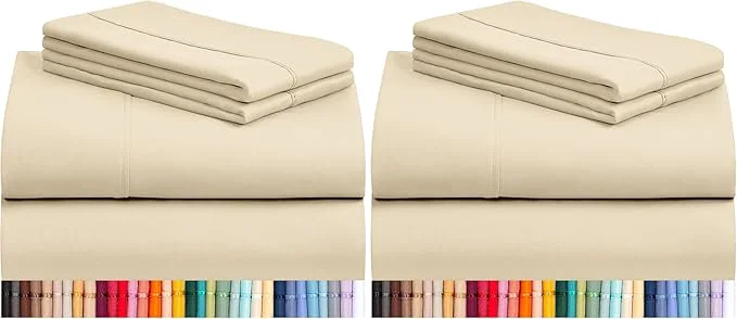 First-Class LuxClub 4 PC Full Sheet Set Deep Pockets Wrinkle Cooling Bed Sheets Hotel High-Quality
