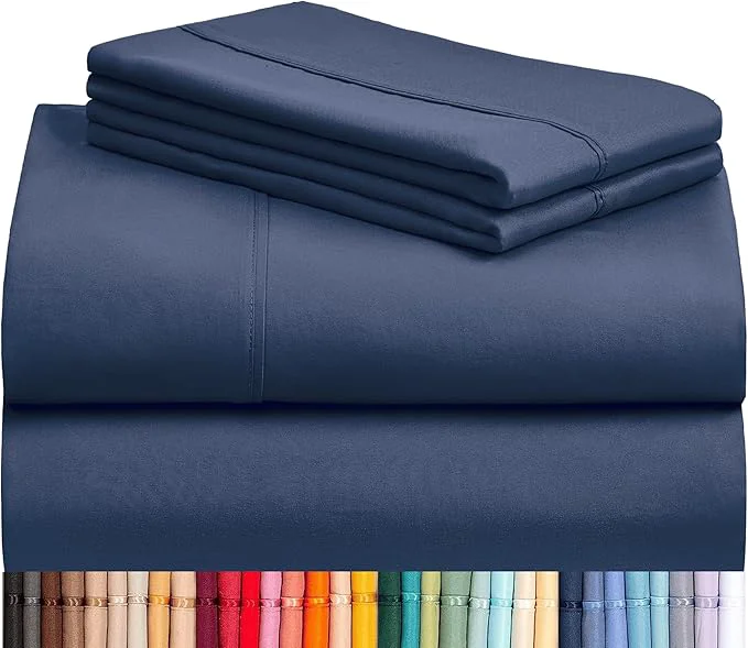 Convenient LuxClub 4 PC King Sheet Set Deep Pockets Wrinkle Cooling Bed Sheets Hotel World-Class