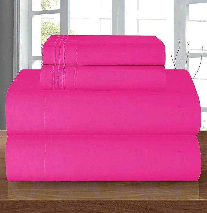 Trendy Elegant Comfort Luxury 1500 Premium Hotel Quality Microfiber 4-Piece Sheet Set Modern