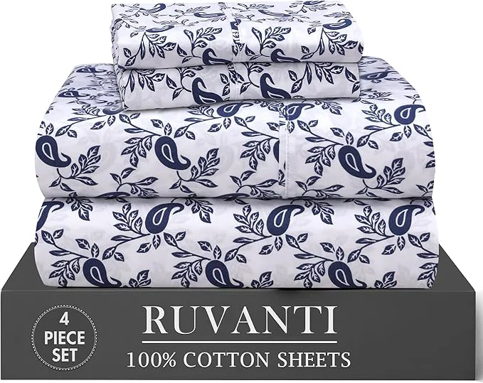 Luxury RUVANTI 4 Pcs Cotton Sheets Fine Crafted