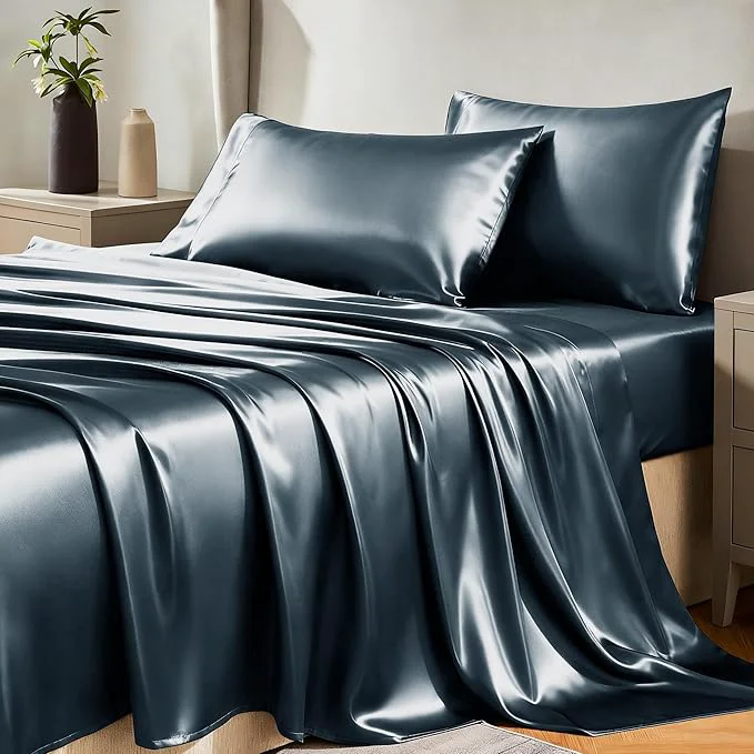 Efficient CozyLux Satin Sheets King Size Sheet Set Fine Crafted