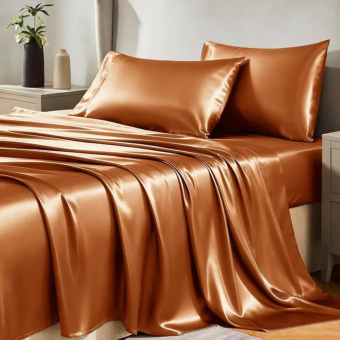 Easy-to-Use CozyLux Satin Sheets Queen Size Bed Set Healthy