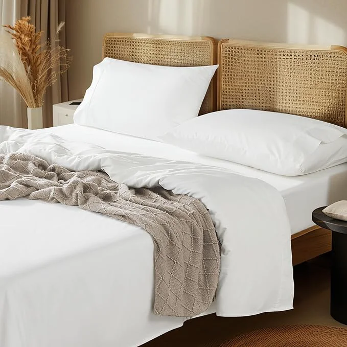 Exclusive LBRO2M 1000 Thread Count Egyptian Cotton Sheets Set Twin XL 3 Piece Sets Easy-to-Use
