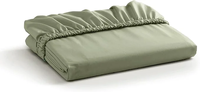 Elite Linen Home Cotton Percale Weave Fitted Sheet Twin Size 1 Deep Pocket Relaxed