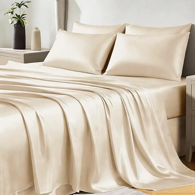 High-Performance CozyLux Satin Sheets Full Size Sheets Efficient