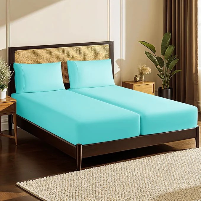 Excellent LBRO2M Split King Sheet Sets for Adjustable Bed 1000 Thread Count Egyptian Smooth