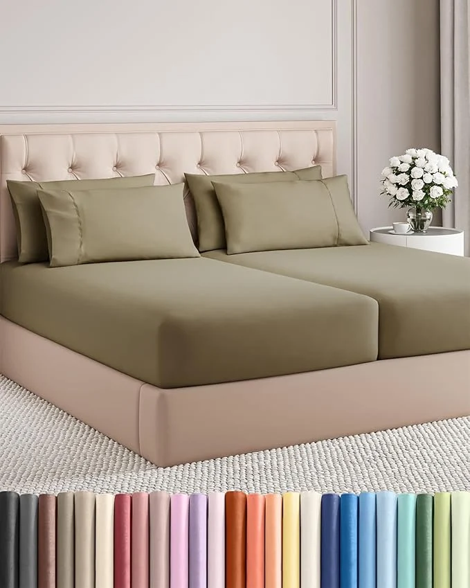 Long-Lasting Split King 7 Piece Sheet Set Luxury