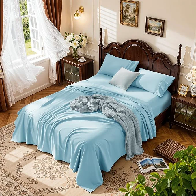 Unique LBRO2M 1000 Thread Count Egyptian Cotton Sheets Set California King Size High-End