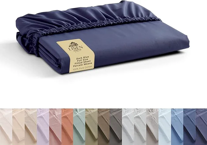 High-Quality Linen Home Long-Staple Cotton Percale Fitted Sheet Full Size Only Practical