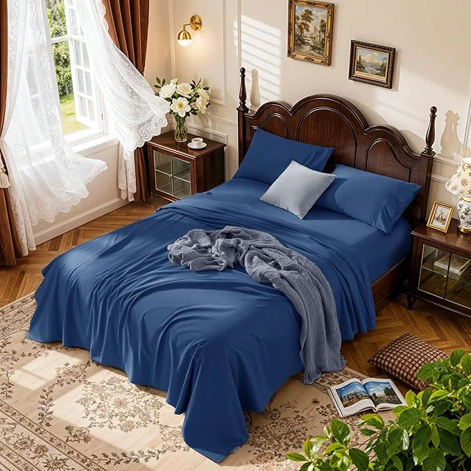 Versatile LBRO2M Cotton Sheets Set Deep Pocket 19 1000 Thread Count King Size 4 Fine