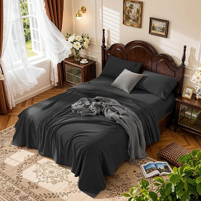 Traditional LBRO2M Cotton Sheets Set Deep Pocket 19 1000 Thread Count Full Size 4 High-Grade