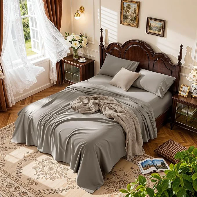 Smart LBRO2M 1000 Thread Count Egyptian Cotton Sheets Set Queen Size 4 Piece Luxury