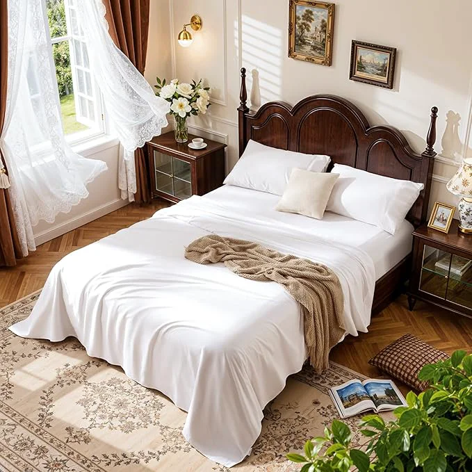 Fine Crafted LBRO2M 1000 Thread Count Cotton Sheets Set California King Size Bed Sheet Elegant