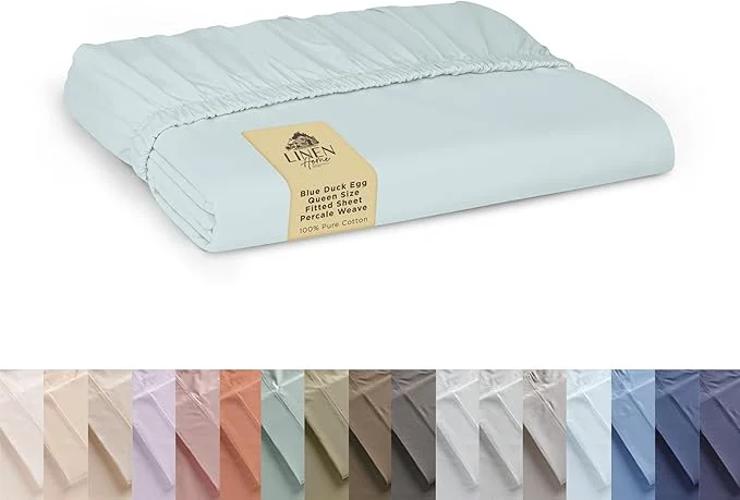 Original Design Linen Home Cotton Percale Weave Fitted Sheet Queen Size 1 Deep Pocket Practical