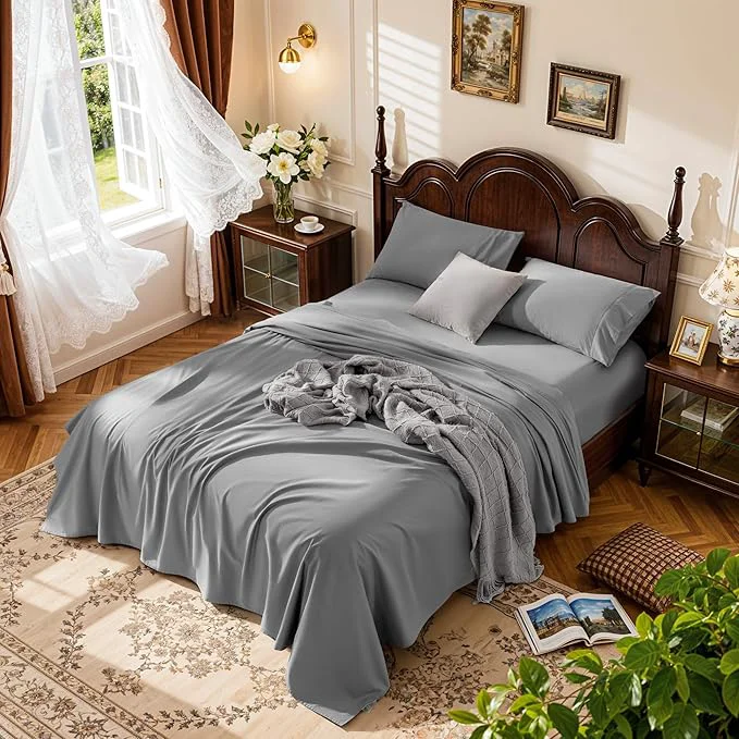 Pure LBRO2M 1000 Thread Count Cotton Sheets Set California King Size Bed Sheet Authentic