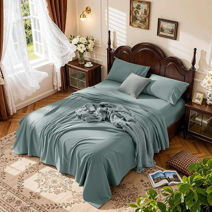 Soft LBRO2M 1000 Thread Count Egyptian Cotton Sheets Set King 4 Piece Sets Bed Professional