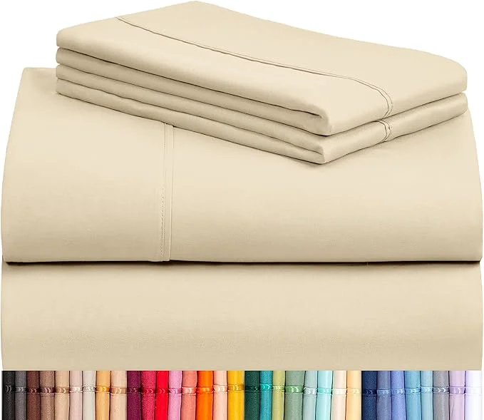Functional LuxClub 4 PC King Size Sheet Set Deep Pockets 18 Wrinkle Cooling Bed Classic