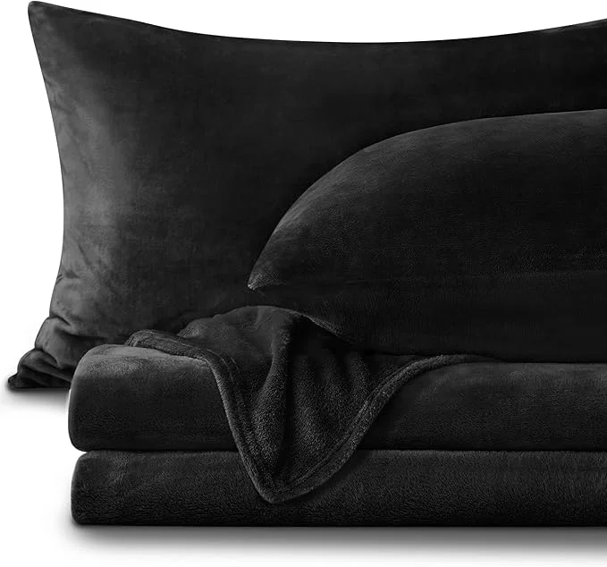 Smooth BEDELITE Flannel Sheets King Size Black Selected