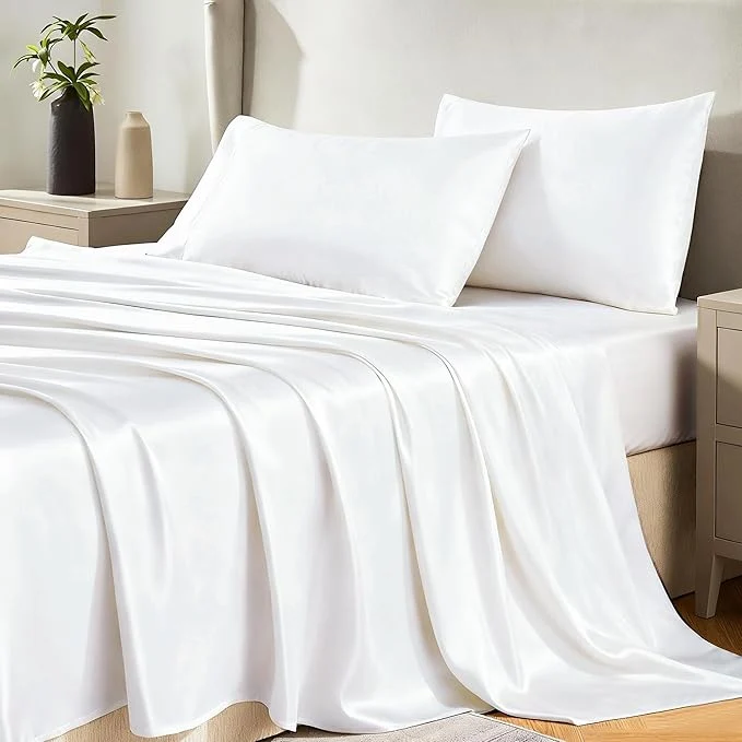 Responsible CozyLux Satin Sheets King Size Sheet Set Fine Crafted