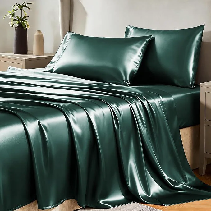 Trusted CozyLux Satin Sheets Queen Size Bed Set Flexible