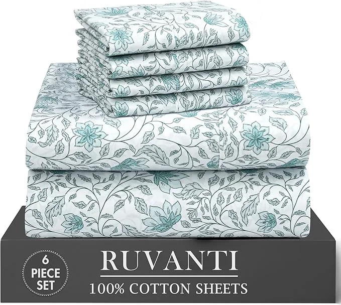 Crafted RUVANTI 6 Pcs Cotton Sheets Secure