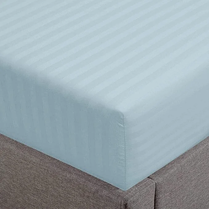 Long-Lasting Feather Stitch 1 Piece Fitted Sheet King Size Cotton Damask Sateen Weave Secure