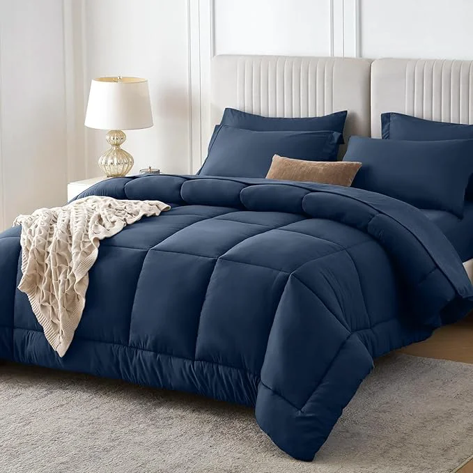 First-Class Sasttie Super King Comforter Set 7 Pieces Extra Large Bed in a Bag Complete Long-Lasting