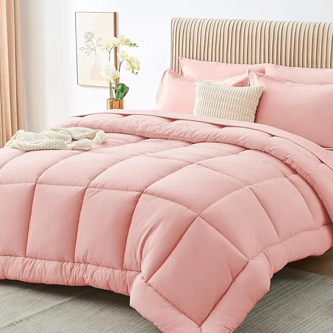Casual Sasttie Queen Comforter Set Complete Bedding Set Includes Comforter Flat Sheet Natural
