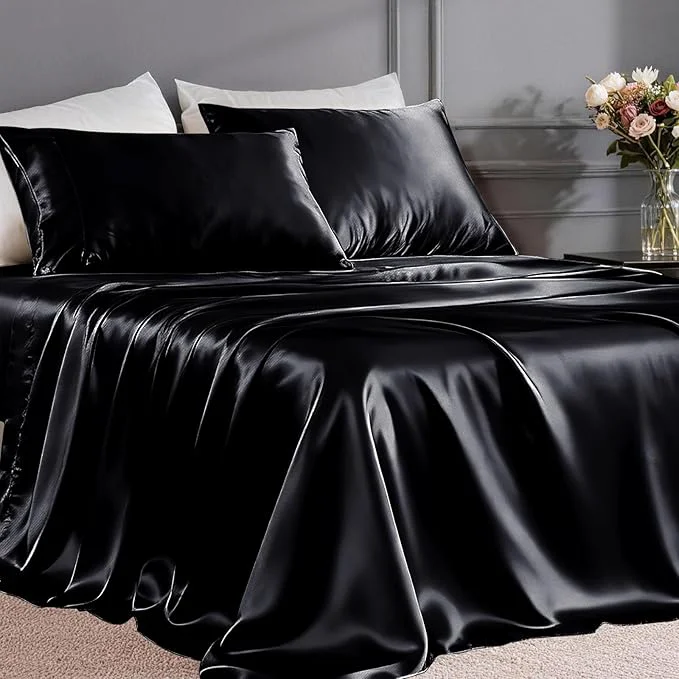 Exclusive FreshCulture Satin Sheets Twin Size Bed Set Soft