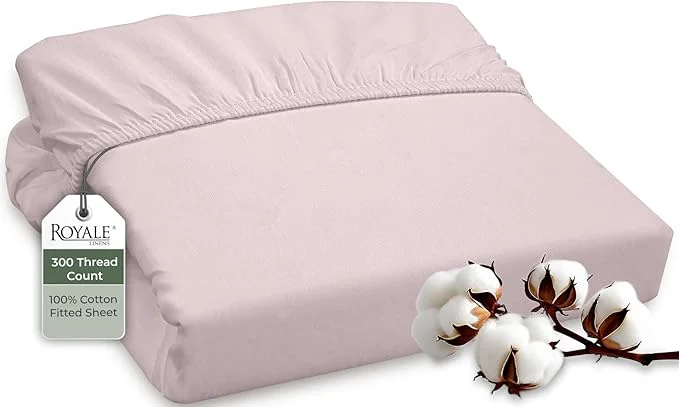 Carefully Designed ROYALE LINENS 300 Thread Count Long Staple Combed Cotton Fitted Sheet King Lightweight