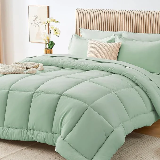 Stylish Sasttie King Size Comforter Set 7 Pieces Bed in a Bag King Complete Bedding High-Quality